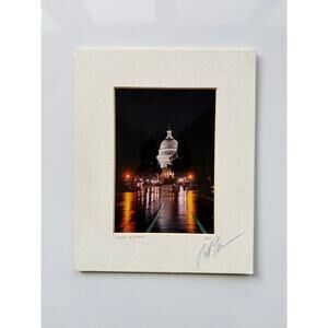 Bill Owen Signed Matted Photograph 'Capitol at Night' Washington DC 2000